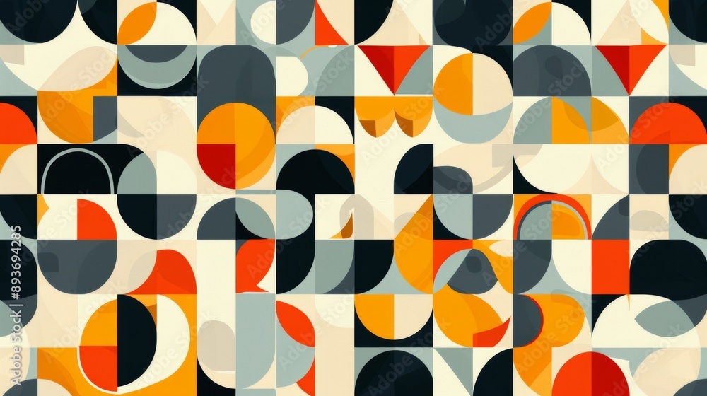 A colorful abstract pattern with squares and circles