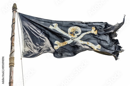 Pirate flag on white background isolated with clipping path photo