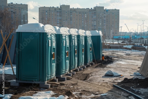 Portable toilets for construction site mobilization