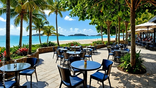Wallpaper Mural Relaxing tropical patio with ocean views. Torontodigital.ca