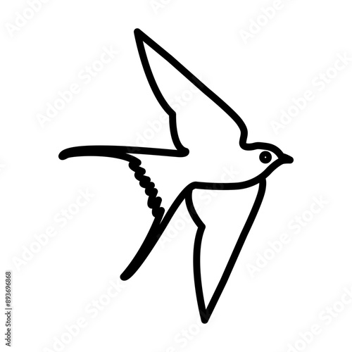 Barn swallow icon Black line art vector logo
