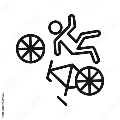 becycle accident icon Black line art vector logo