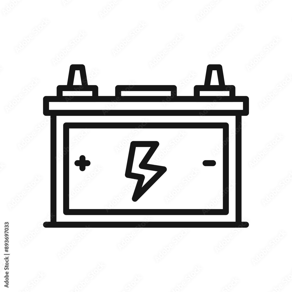 Car battery icon Black line art vector logo Car battery icon Black line art vector logo