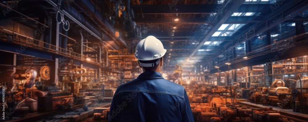Industry workers in warehouse. banner Industry workers in warehouse. banner