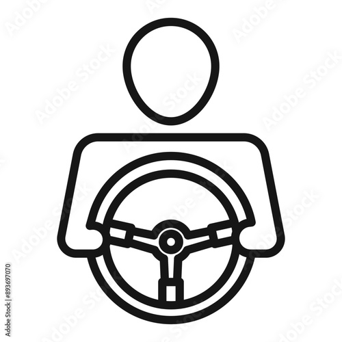 car driver icon Black line art vector logo