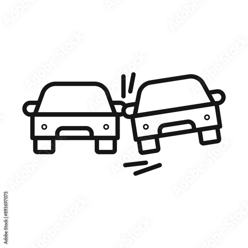 car side crash icon Black line art vector logo