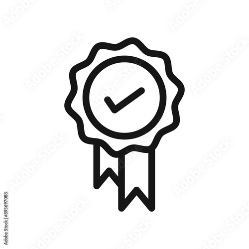 Φωτογραφία certificate icon Black line art vector logo