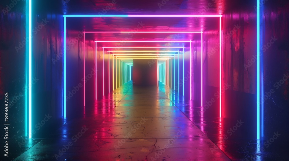 Neon Rainbow Corridor Neon Rainbow Corridor
