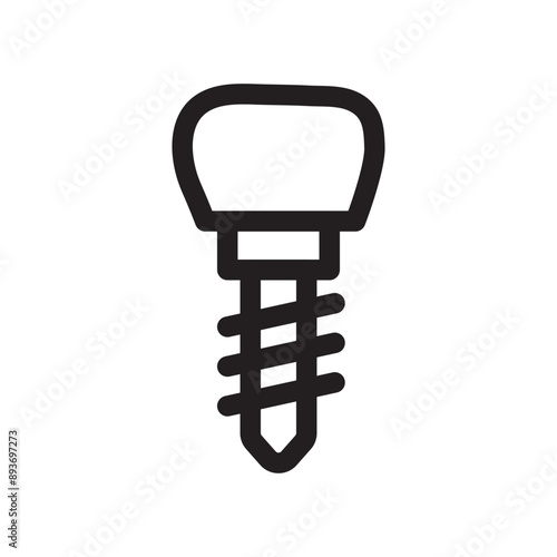 Dental implants icon Black line art vector logo