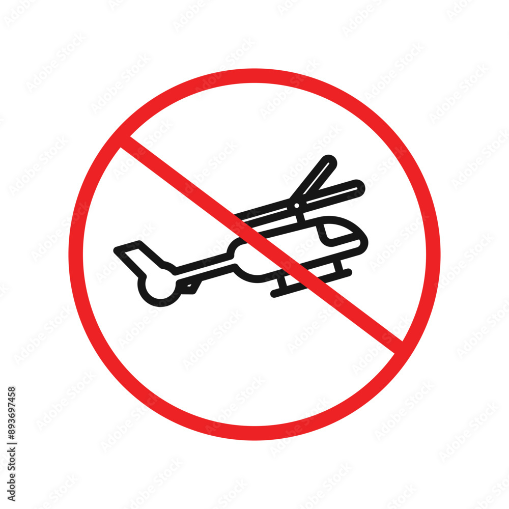 Forbidden Copter icon Black line art vector logo