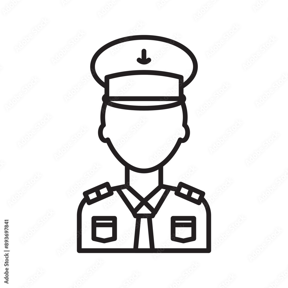 Male chief officer icon Black line art vector logo Male chief officer icon Black line art vector logo