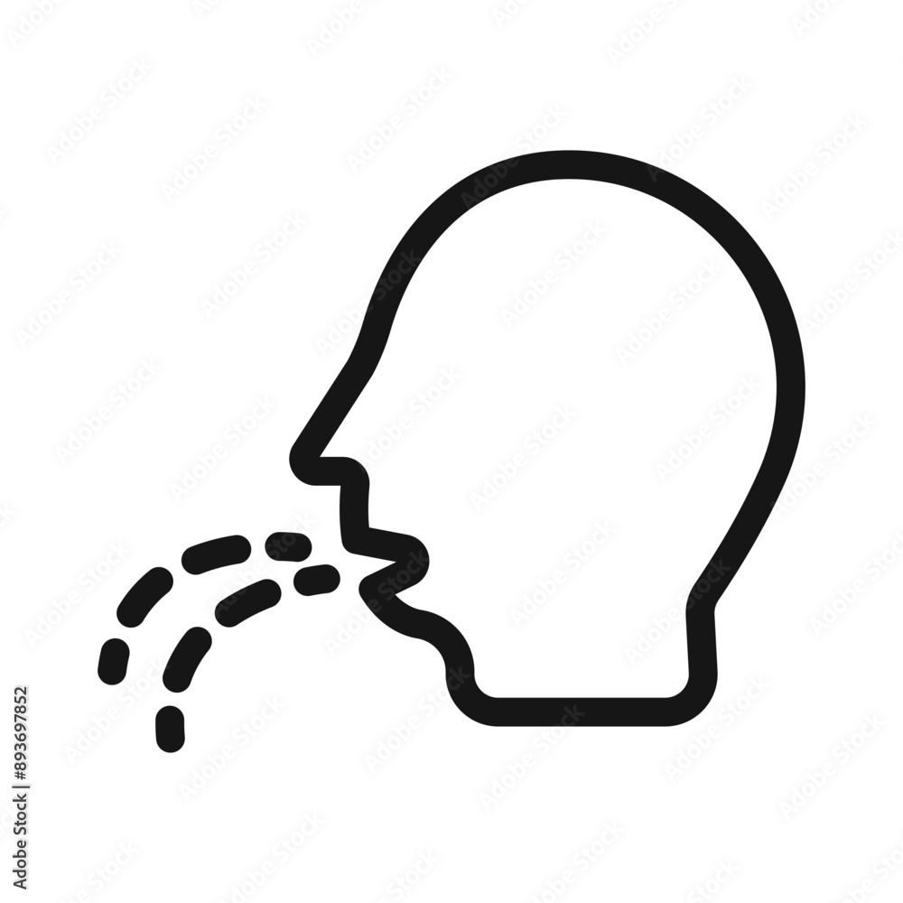 Naklejka premium man coughs icon Black line art vector logo