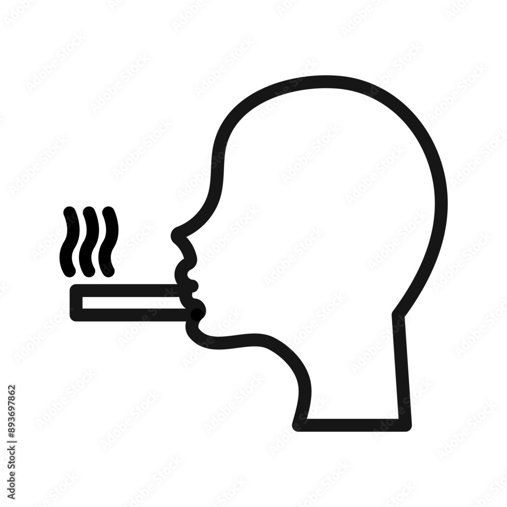 Naklejka premium man smoking cigarette icon Black line art vector logo