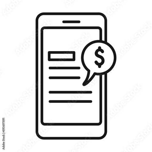 Mobile Bank icon Black line art vector logo