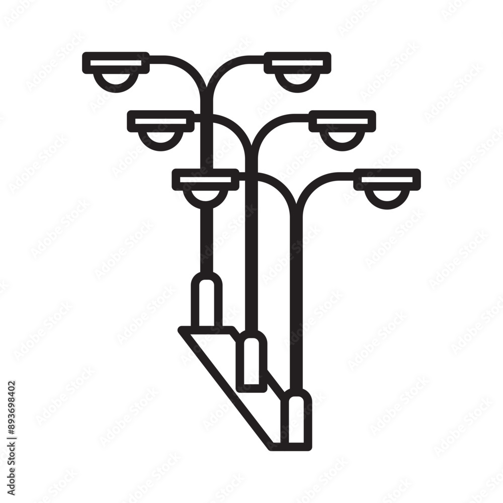 Street lighting icon Black line art vector logo Street lighting icon Black line art vector logo