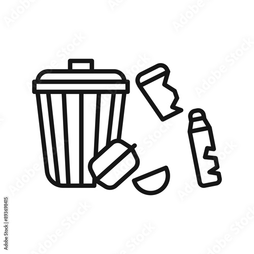 Solid waste icon Black line art vector logo