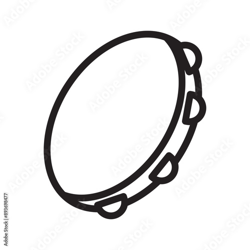 Tambourine icon Black line art vector logo