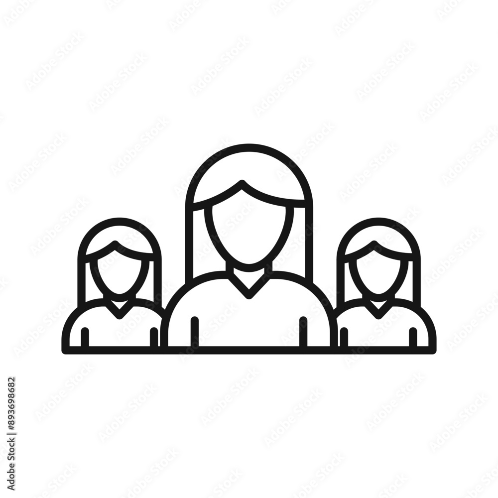 women team icon Black line art vector logo women team icon Black line art vector logo