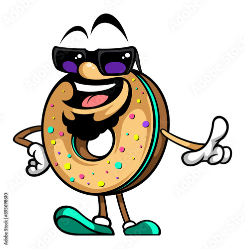 Cartoon style bagel vector illustration. Isolated on white background.