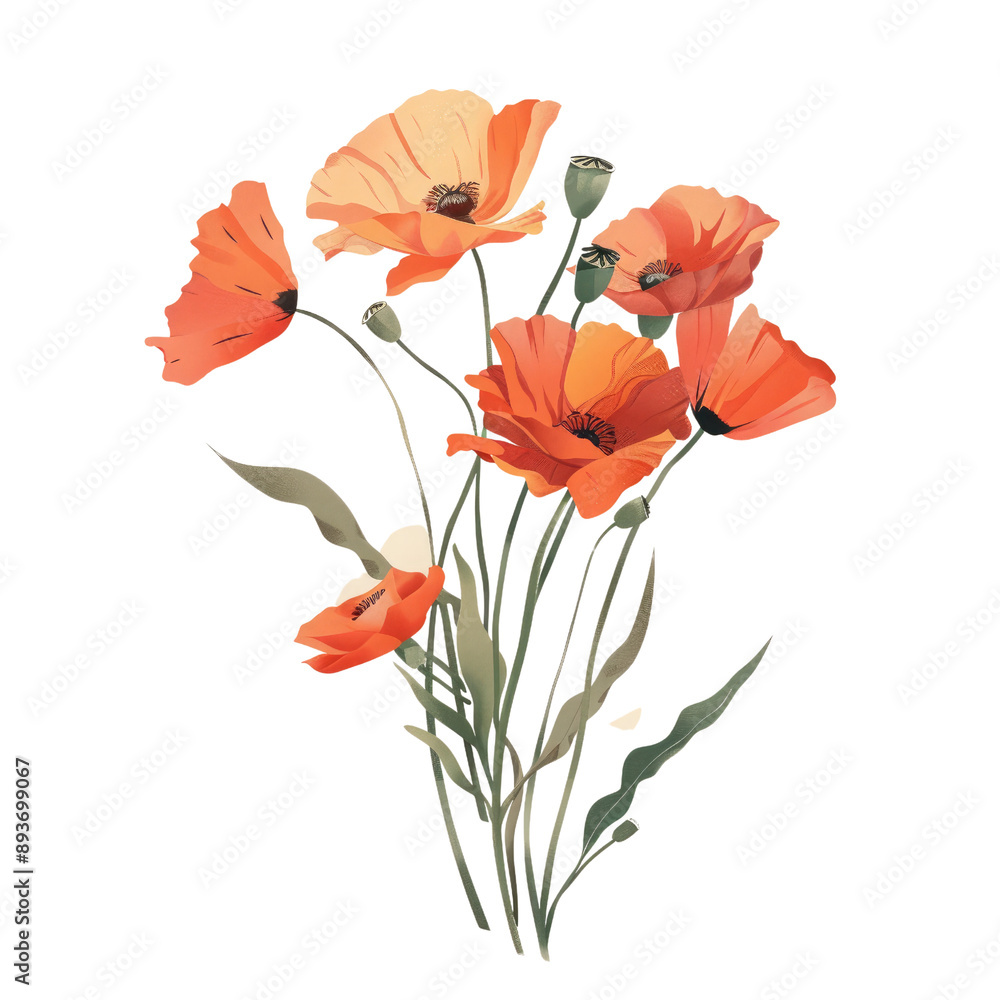 Obraz premium A bouquet of red flowers with a white background