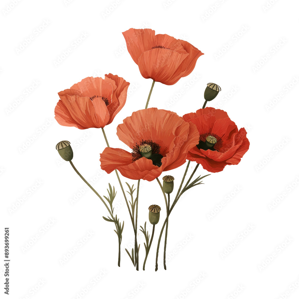 Obraz premium A bouquet of red flowers with a white background