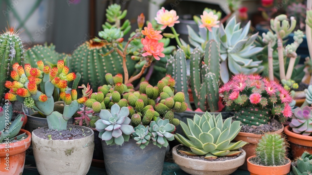 Blooming Flowers of Succulents and Cacti Blooming Flowers of Succulents and Cacti