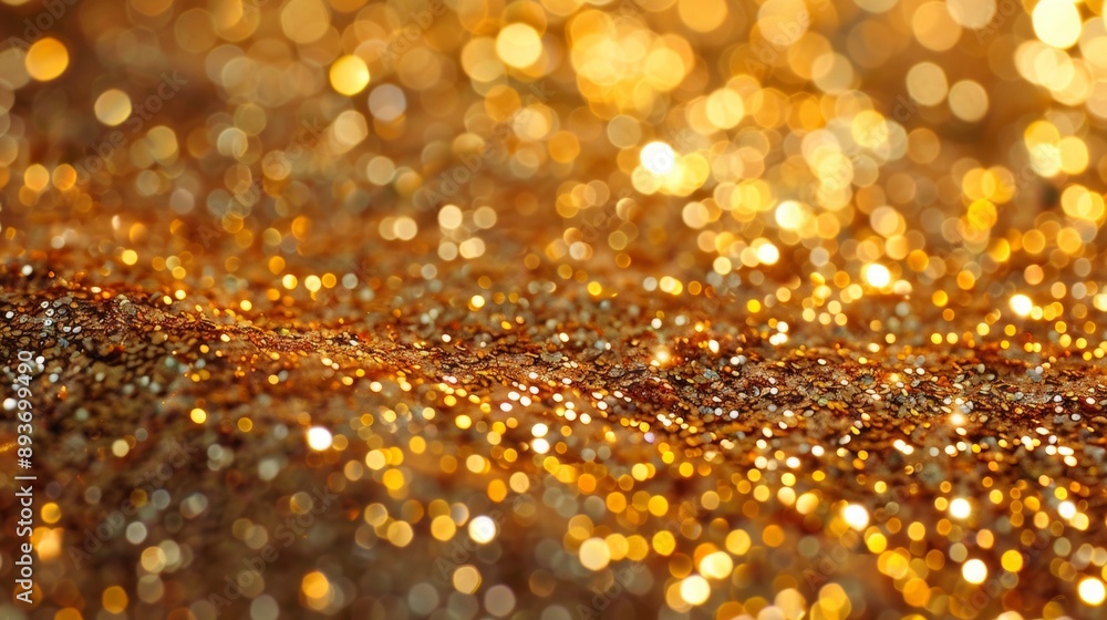A gold glittery surface with many small gold specks A gold glittery surface with many small gold specks