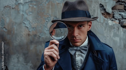 The detective with magnifier photo