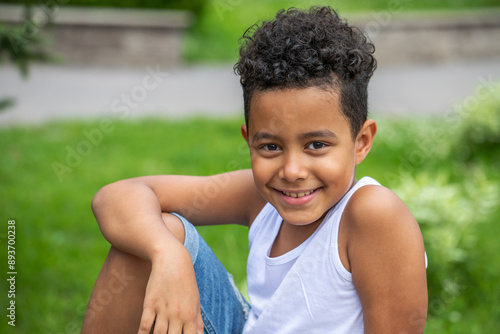 Close up portrait of a young beautiful african boy