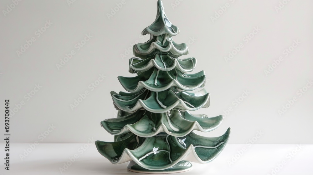 Ceramic Christmas tree against white backdrop Ceramic Christmas tree against white backdrop