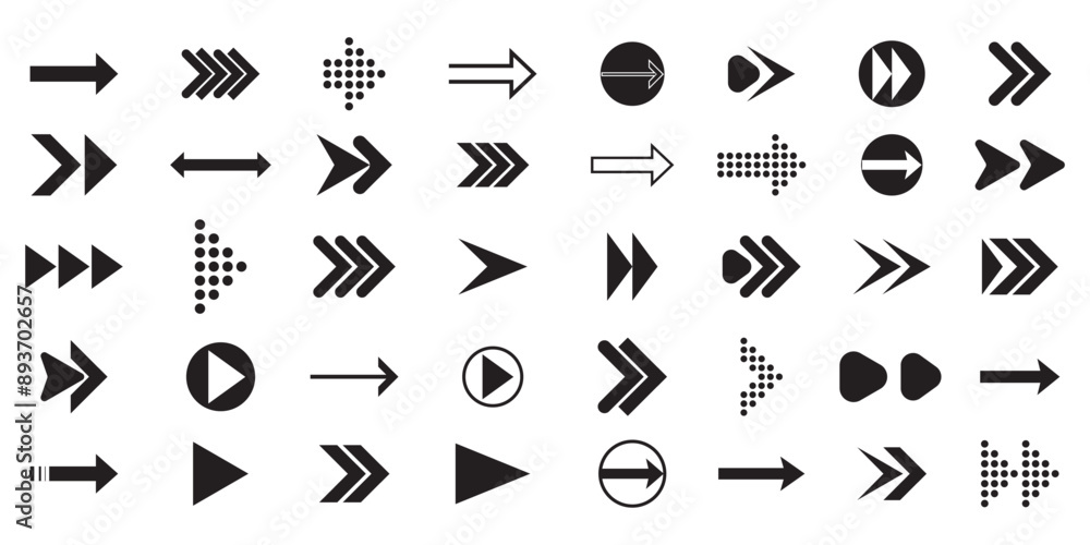 Set of Arrow icon, vector, silhouette. Arrow vector collection flat style isolated on white background. Modern simple Arrow icons. Vector illustration. Set of Arrow icon, vector, silhouette. Arrow vector collection flat style isolated on white background. Modern simple Arrow icons. Vector illustration.