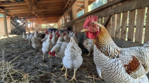 Chickens at the poultry farm. photo