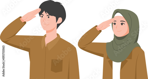 Teacher giving a salute during the flag ceremony