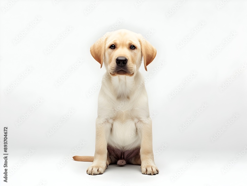 Adorable Puppy Sitting on Plain White Background Adorable Puppy Sitting on Plain White Background