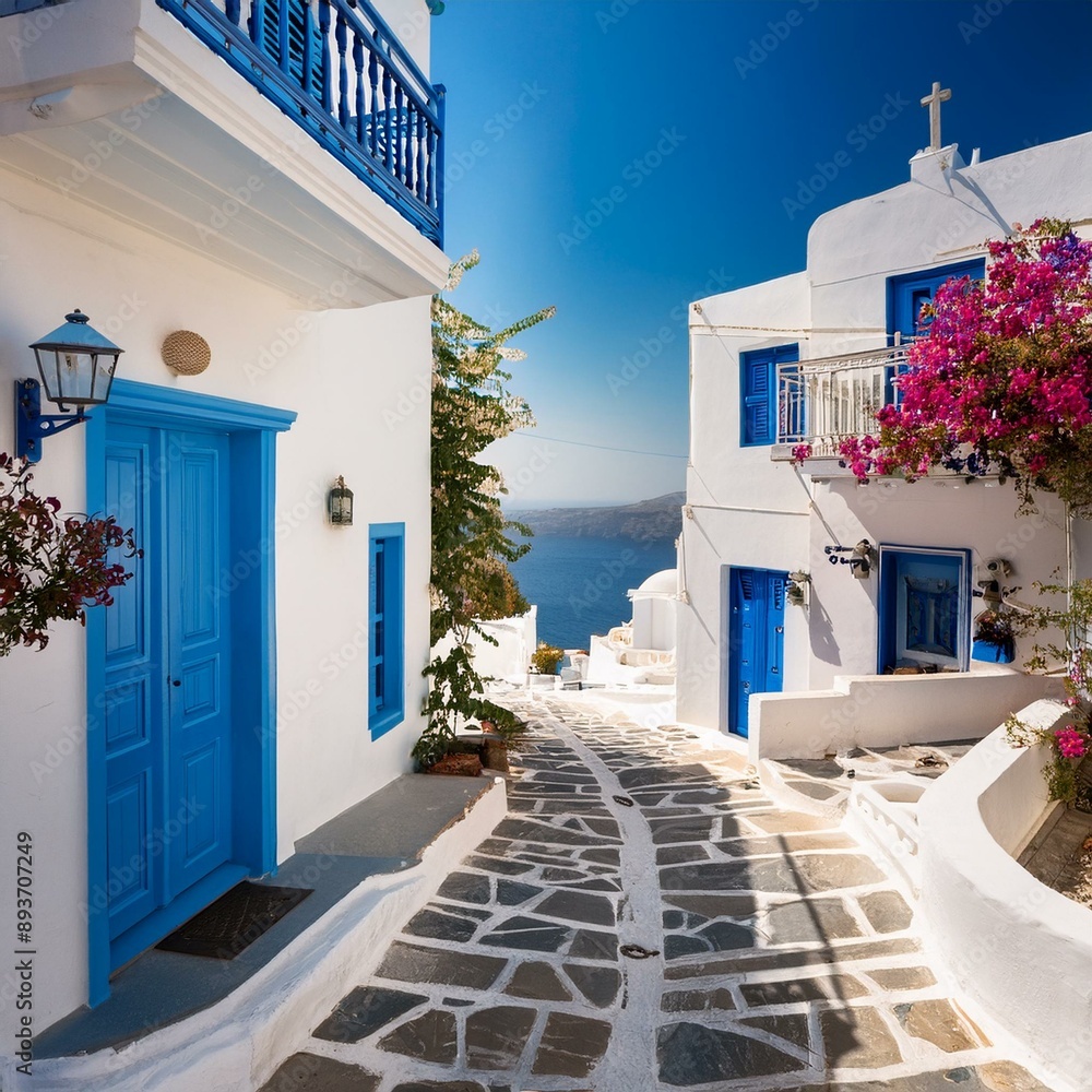 Fototapeta premium Greek village, AI generated