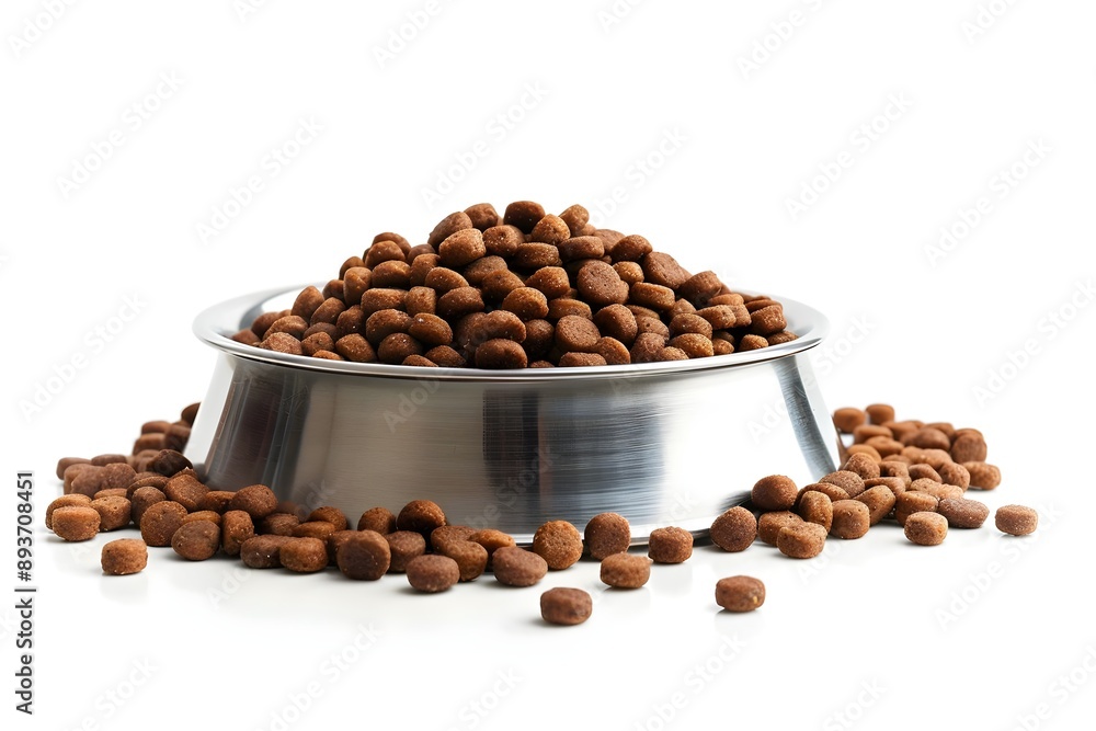 dog bowl full of croquettes isolated on white dog bowl full of croquettes isolated on white