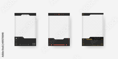 Abstract sci-fi frame template. Cyberpunk frame set. 