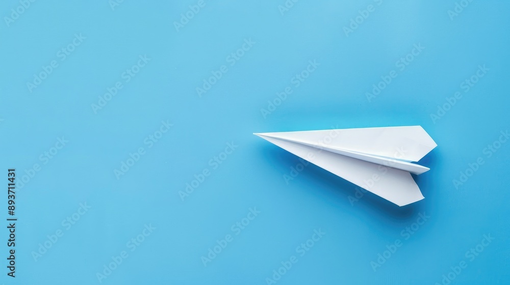 Business strategy and paper plane on blue backdrop Concept of innovation success and solutions with space for text Business strategy and paper plane on blue backdrop Concept of innovation success and solutions with space for text
