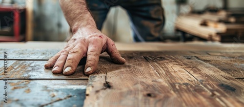 Injuring hand while putting together furniture, showing copy space image. © StockKing