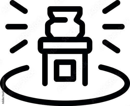 Simple icon of a pottery kiln firing a clay pot at high temperature