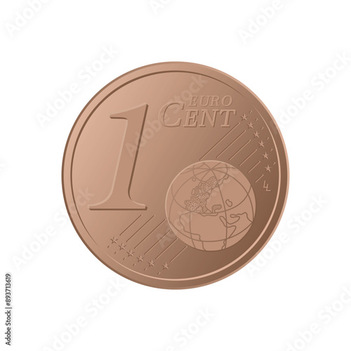 One cent euro coin - Euro 1 cent coin isolated on white background. Currency of the European Union - vector illustration