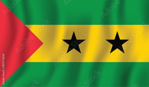 Realistic Sao Tome and Principe national flag Perfect color, scale, and proportion.