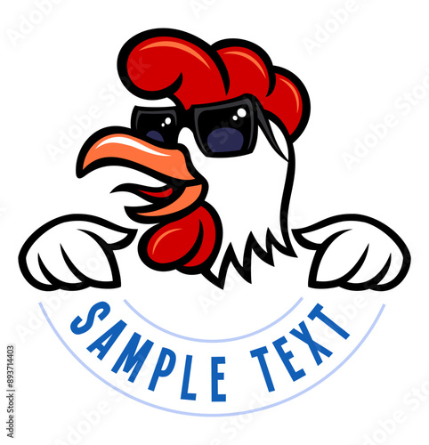 Cartoon style chicken character, vector illustration. Chicken farm logo design concept. Isolated on white background.