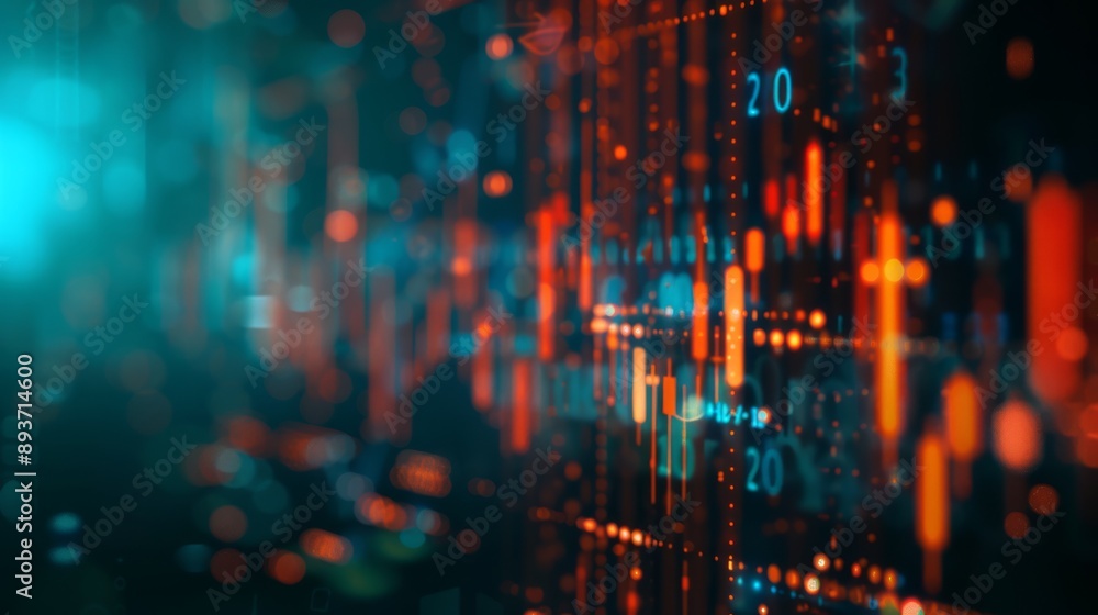 Futuristic financial stock chart showcasing rising data trajectories and trends on a digital display. Futuristic financial stock chart showcasing rising data trajectories and trends on a digital display.