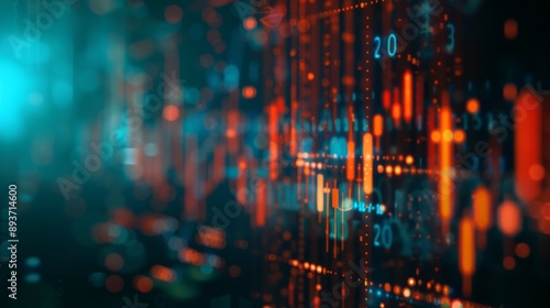 Wallpaper Mural Futuristic financial stock chart showcasing rising data trajectories and trends on a digital display. Torontodigital.ca