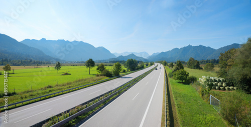 view from the bridge to Garmisch highway and bavarian alps photo