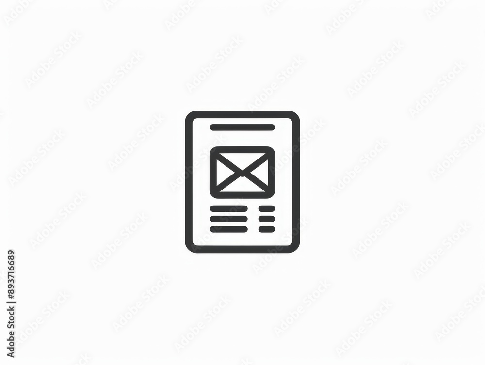 Minimalist icon of a newsletter in black and white Minimalist icon of a newsletter in black and white