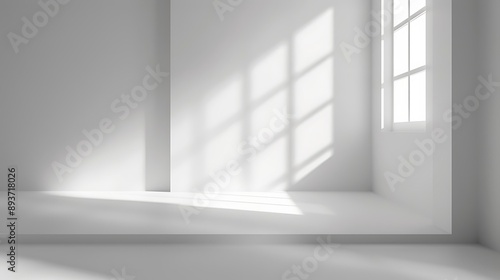 Sunlight and Shadow Play on a White Wall