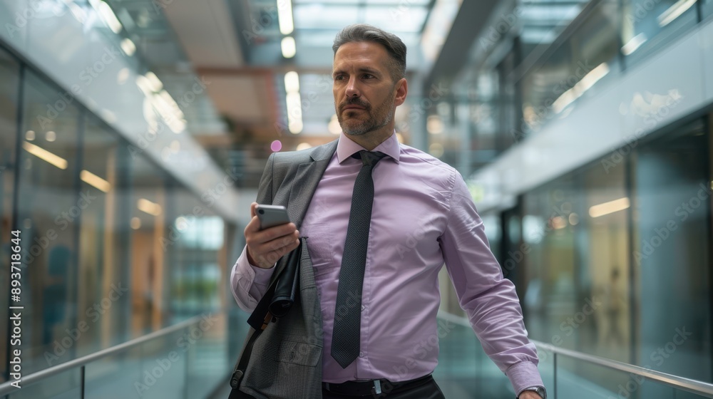 Naklejka premium The businessman with smartphone