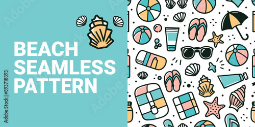 Colorful Beach Themed Seamless Pattern